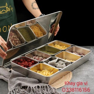 Khay inox đựng gia vị, khay đựng topping trà sữa trân châu