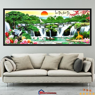 Tranh đính đá - tranh thêu chữ thập phong cảnh lưu thủy sinh tài LV427 LV428 LV429 LV3315 LV3314