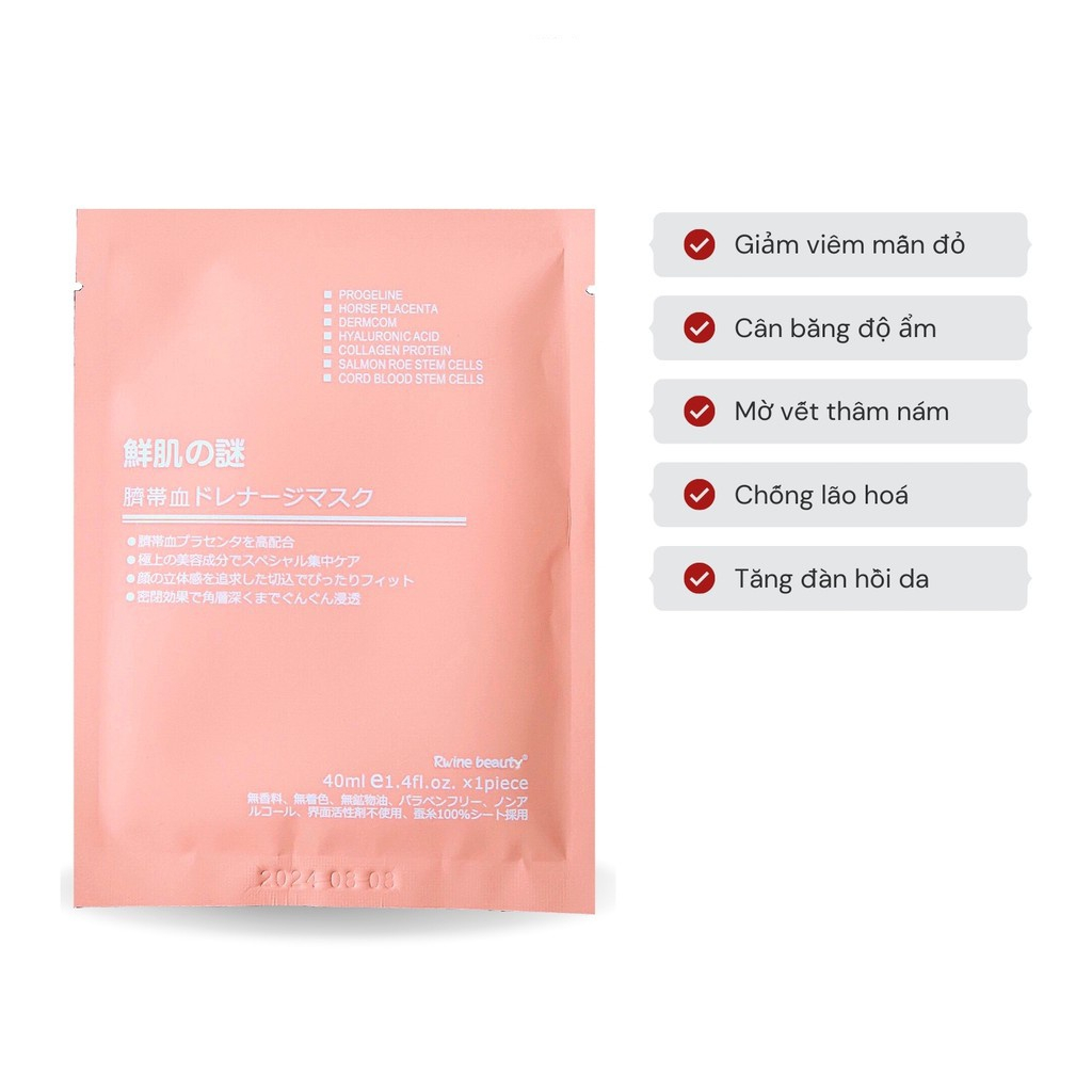 Mặt nạ nhau thai cừu hàng nhật chính hãng Rwine Beauty Stem Cell Placenta Mask