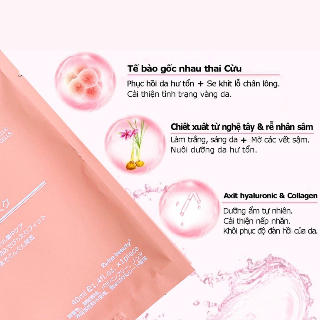 [Mã SGTTC40K giảm đến 40K đơn 50K] Mặt nạ nhau thai cừu hàng nhật chính hãng Rwine Beauty Stem Cell Placenta Mask | BigBuy360 - bigbuy360.vn