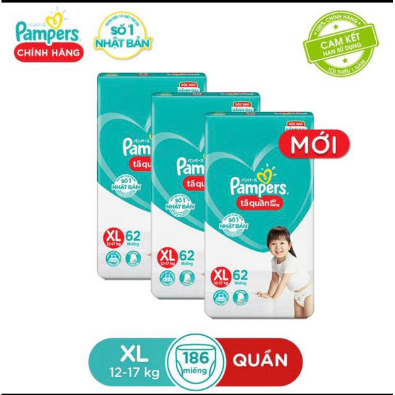 Bỉm Quần Pampers Giữ Dáng Mới Gói Cực Đại M74 L68 XL62 XXL56