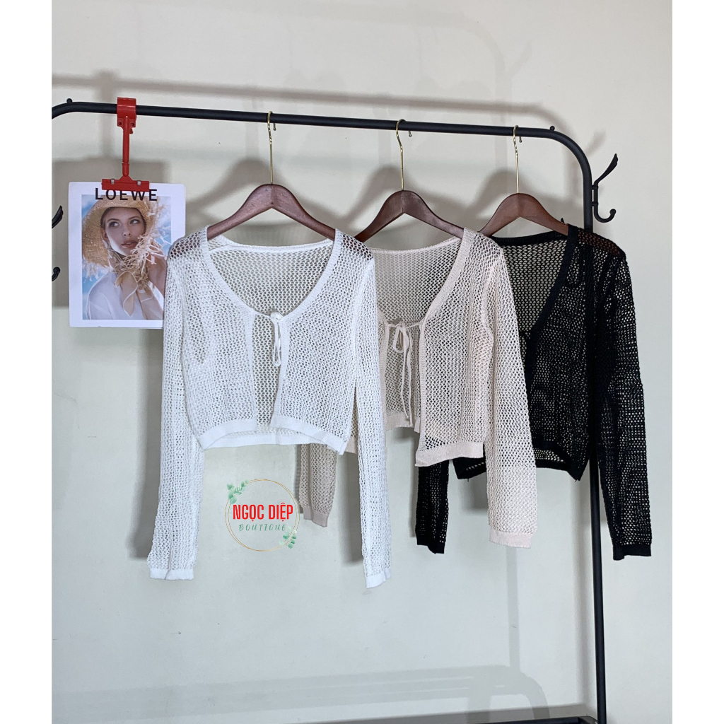 ÁO KHOÁC NỮ, ÁO LƯỚI ĐI BIỂN MIX VỚI ÁO VÁY 2 DÂY DÁNG NGẮN CROPTOP, TAY DÀI CHỐNG NẮNG ĐI BIỂN SIÊU HÓT CHO MÙA HÈ