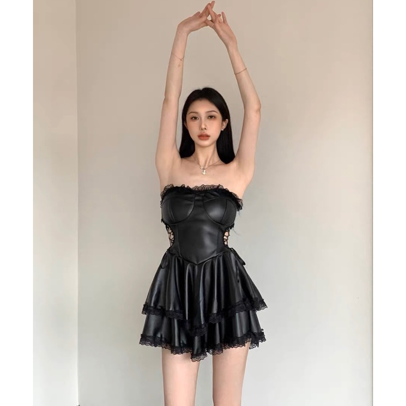 Đầm xòe da cúp ngực đan eo