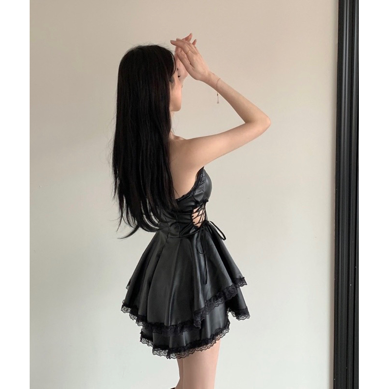 Đầm xòe da cúp ngực đan eo