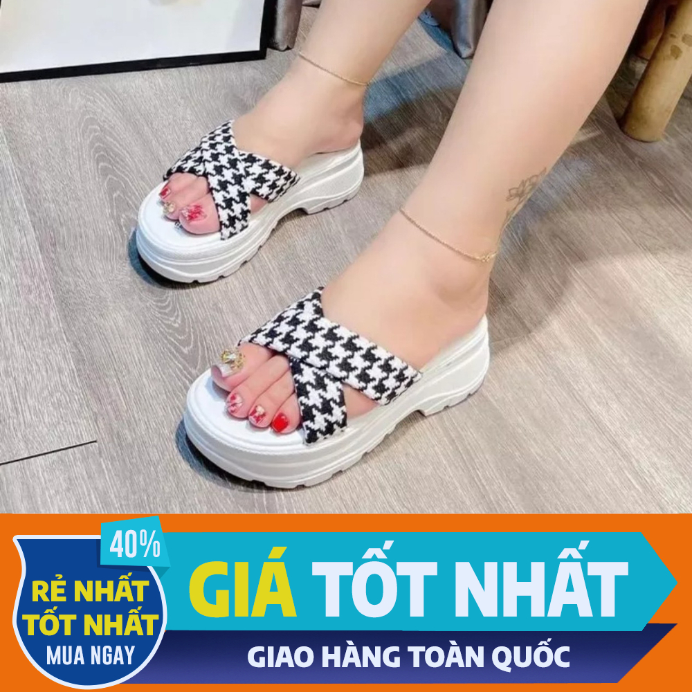 Dép Bánh mì Nữ Cao Cấp-Dép đế xuồng nữ QUAI CHÉO KẺ .Quai lót mút dày êm chân(Phom to Lùi 1size)