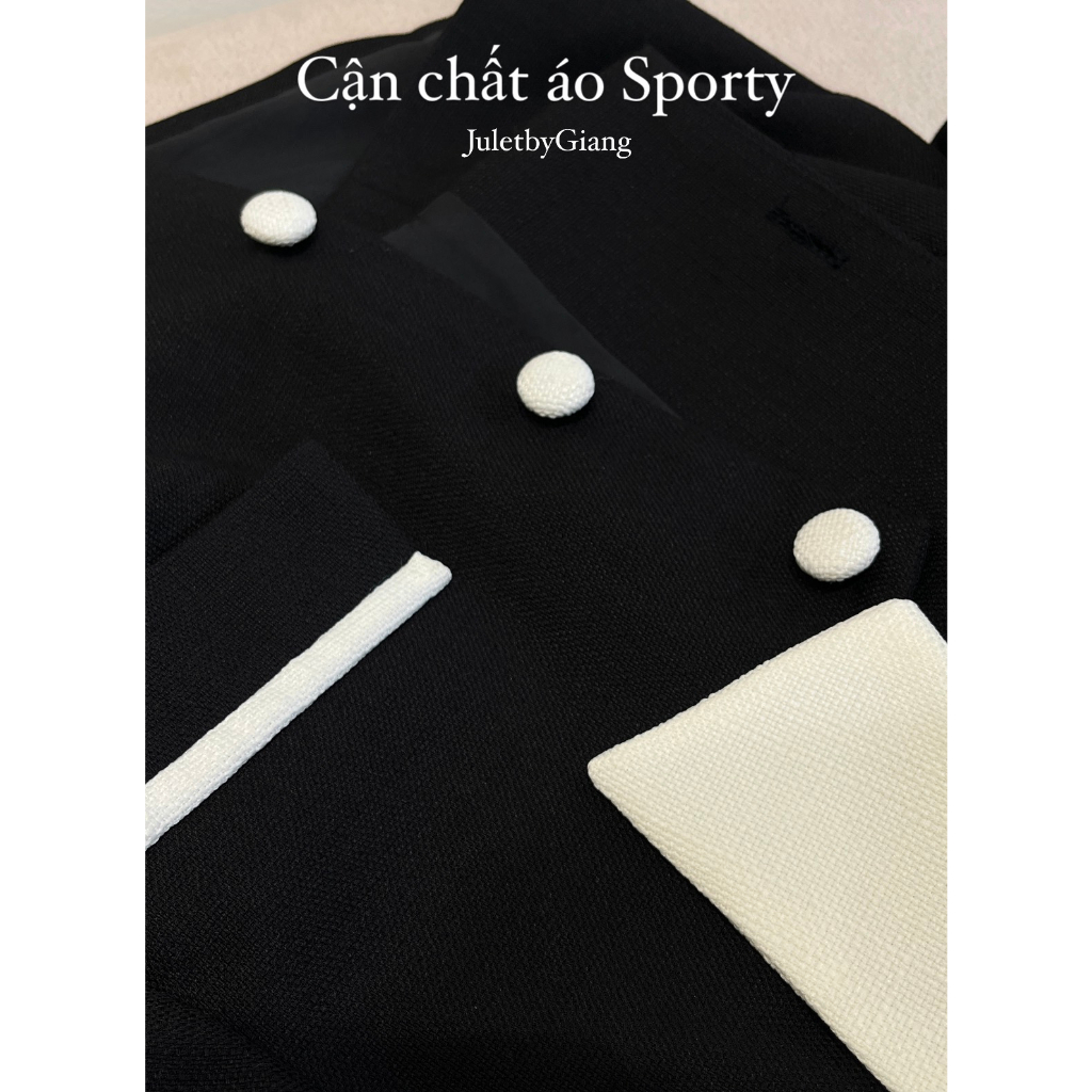 Áo Sporty đen pha trắng- SIZE S/M/L- HÀNG CHÍNH HÃNG- JuletbyGiang