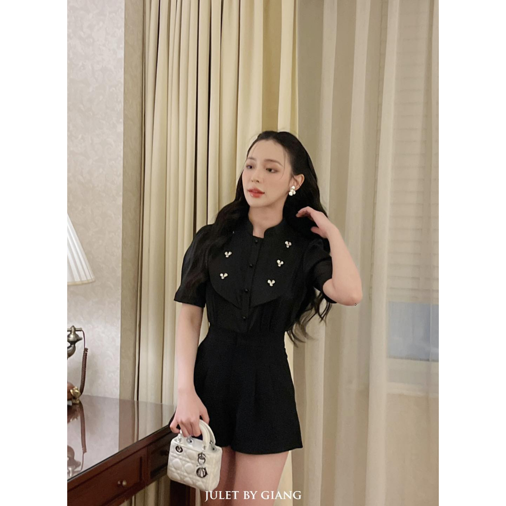 Áo sơ mi Creme tơ đính đá TÁCH LẺ SET- SIZE S/M/L- HÀNG CHÍNH HÃNG- JuletbyGiang