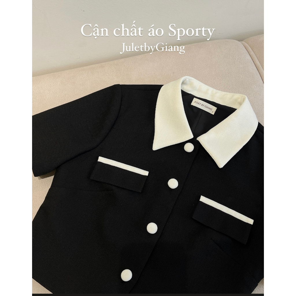Áo Sporty đen pha trắng- SIZE S/M/L- HÀNG CHÍNH HÃNG- JuletbyGiang