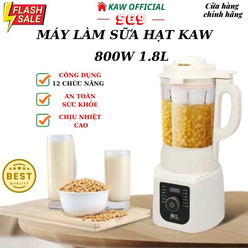 Máy làm Sữa hạt đa năng chính hãng KAW/SEKA 1.8 Lít Công suất 800W - Tự động, tiết kiệm điện, an toàn, Bảo hành 12 tháng