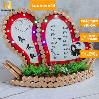 Trái tim mô hình vỏ đạn - quà tặng lưu niệm 24 khắc theo yêu cầu