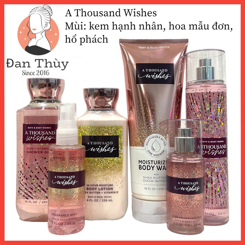 A THOUSAND WISHES - Xịt thơm toàn thân, Body mist, dưỡng thể Bath and Body Works