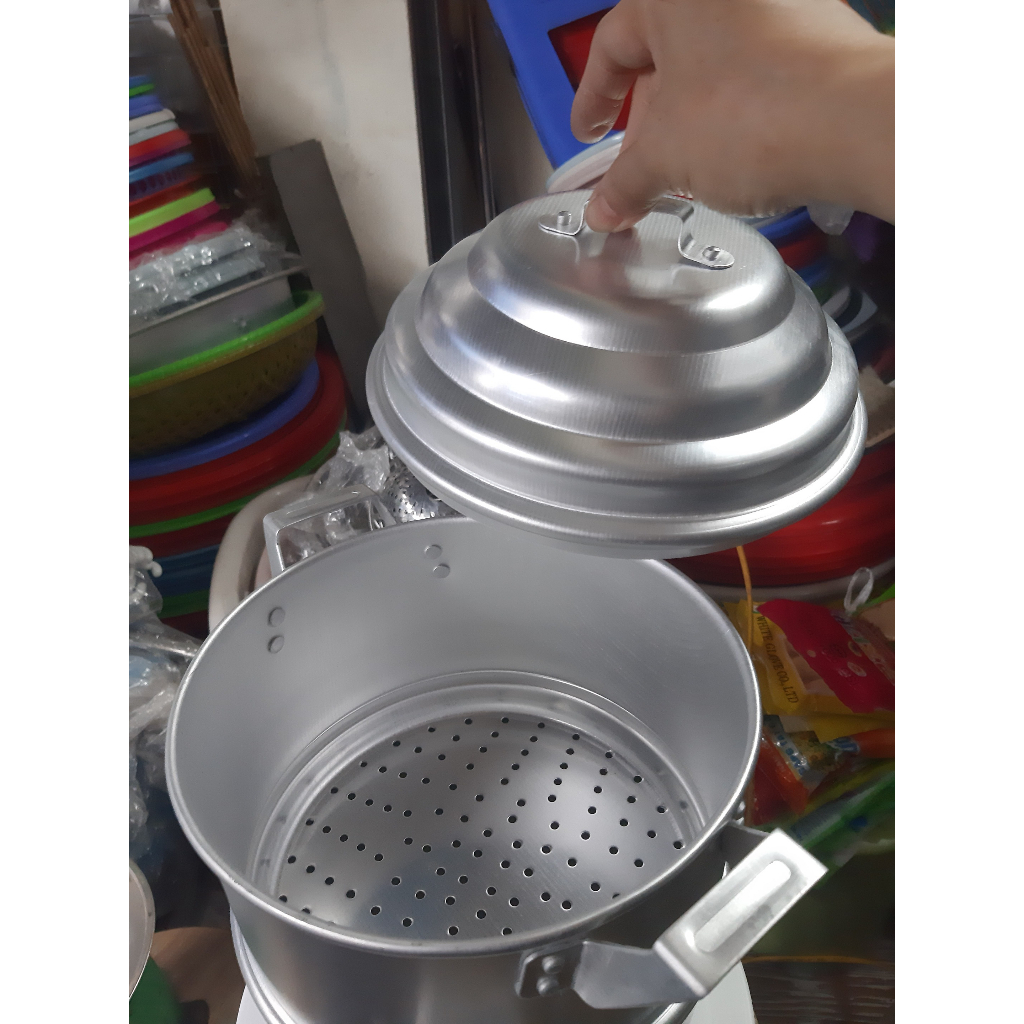 Chõ đồ xôi  liền thân nhôm tinh khiết đúc, nồi hấp đa năng, chõ xôi dày dặn dễ sử dụng