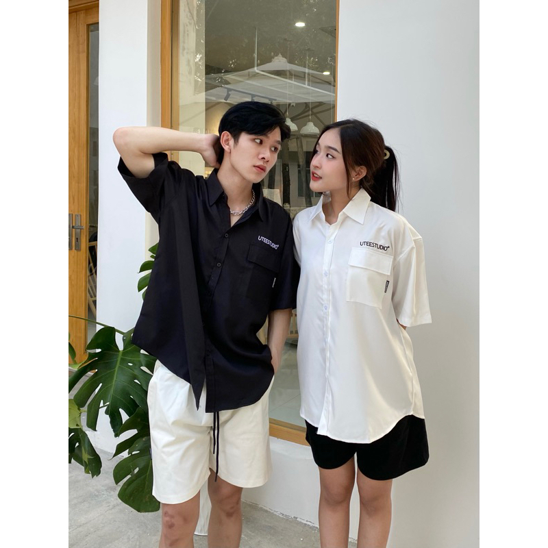 Áo Sơ Mi Tay Ngắn TÚI HỘP Thêu U.TEE STUDIO Unisex Form Rộng Chất Liệu 100% Cotton