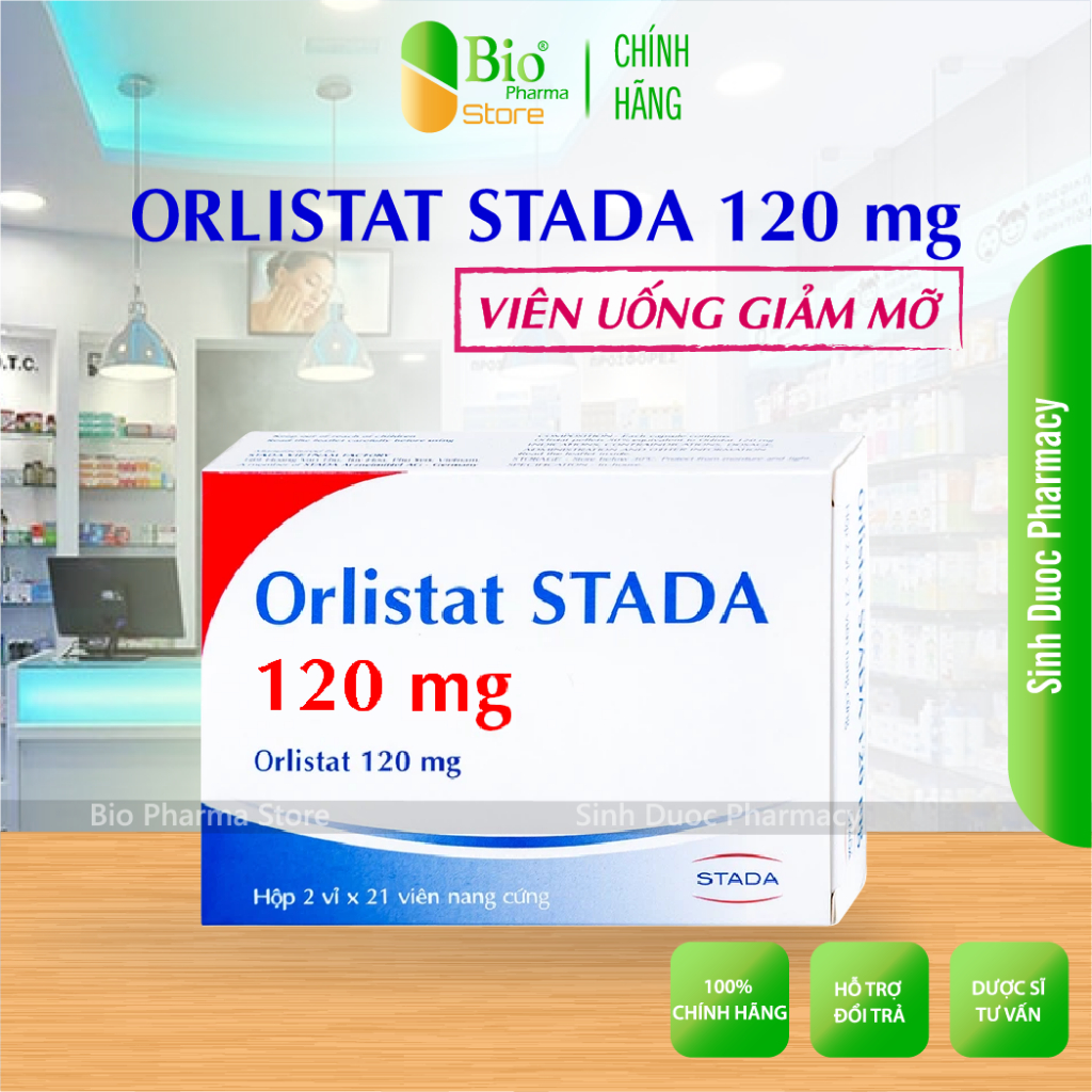 Viên uống giảm cân Orlistat 120mg STADA - Giảm mỡ thải mỡ an toàn