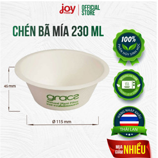 50 chén/ tô/ bát bã mía Gracz Thái Lan 230ml, dùng 1 lần cho tiệc tùng, thân thiện môi trường, cứng cáp hơn tô giấy L015
