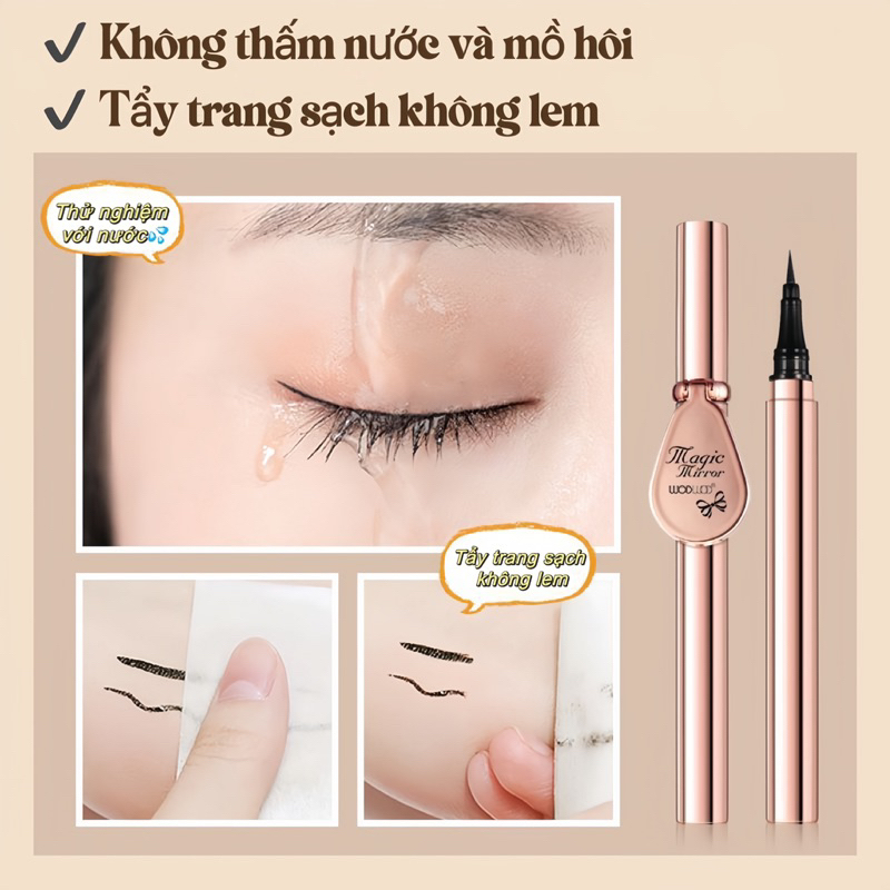Bút Kẻ mắt nước WODWOD kèm gương siêu tiện lợi không lem không Trôi Cao Cấp
