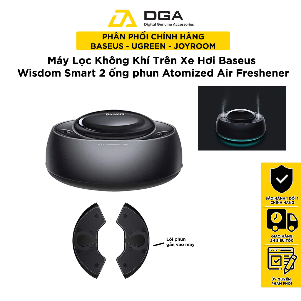 Bộ Lọc Không Khí Trên Xe Hơi Baseus Wisdom Car Smart Dual-port Atomized Air Freshener 2 lõi phun