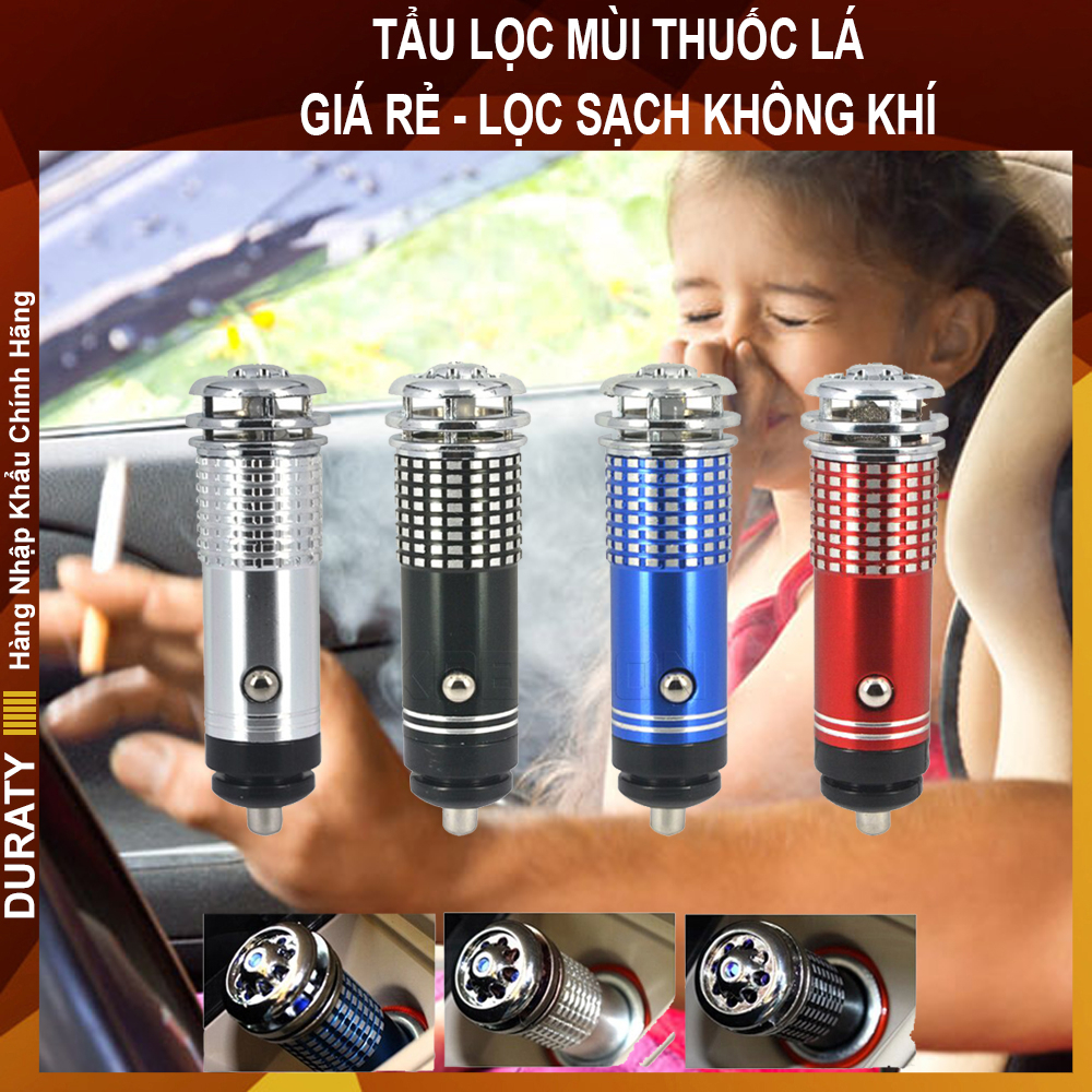Máy Lọc Không Khí Ô Tô - Máy Tạo Ion Âm Ô Tô, Lọc Ozone, Khí Co2 - Tẩu 12v Loại Bỏ Khói Thuốc Lá, Khử Mùi - DURATY
