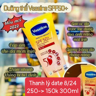 [THANH LÝ] VASELINE DƯỠNG THỂ TRẮNG DA 50X CHỐNG NẮNG SPF50++