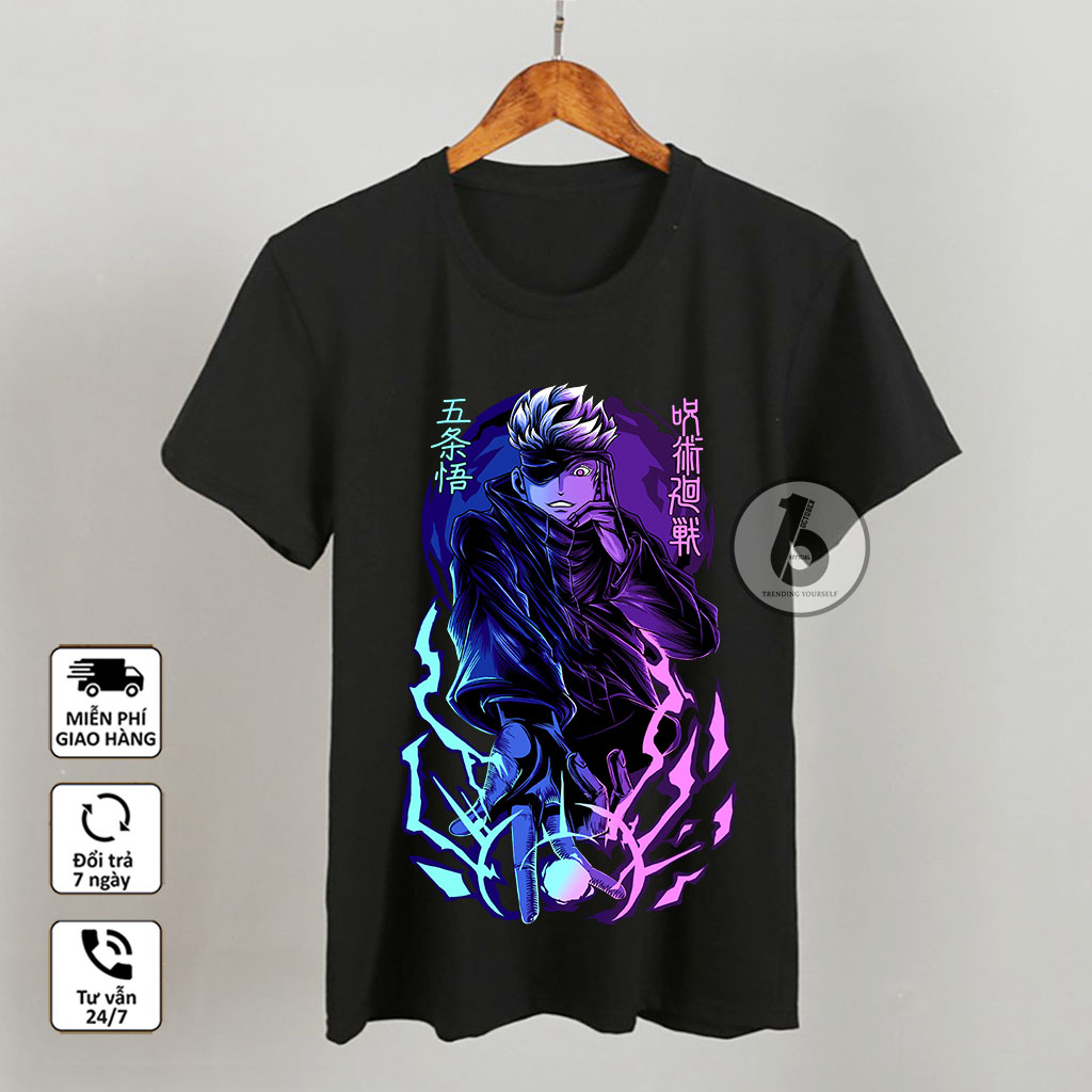 Áo Jujutsu Kaisen , Áo Anime in hình Gojo Satoru mẫu mới siêu đẹp, chất vải cotton co giãn 4 chiều