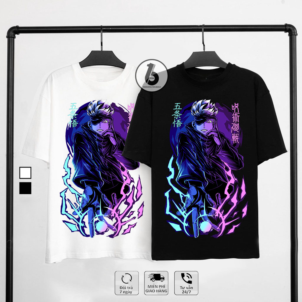 Áo Jujutsu Kaisen , Áo Anime in hình Gojo Satoru mẫu mới siêu đẹp, chất vải cotton co giãn 4 chiều