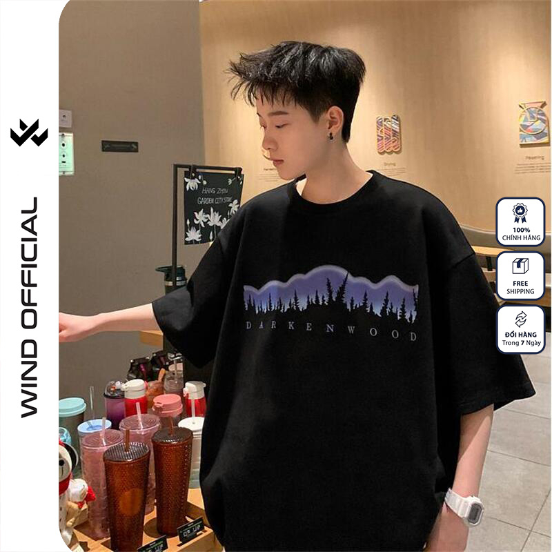 Áo thun tay lỡ WIND unisex form rộng WOOD 65% cotton thời trang nam nữ oversize ulzzang