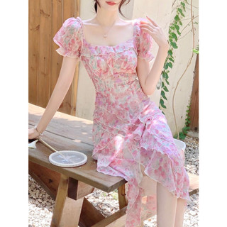 ĐẦM MAXI HOA CỔ U XẺ BÈO (KÈM VIDEO HÌNH THẬT)