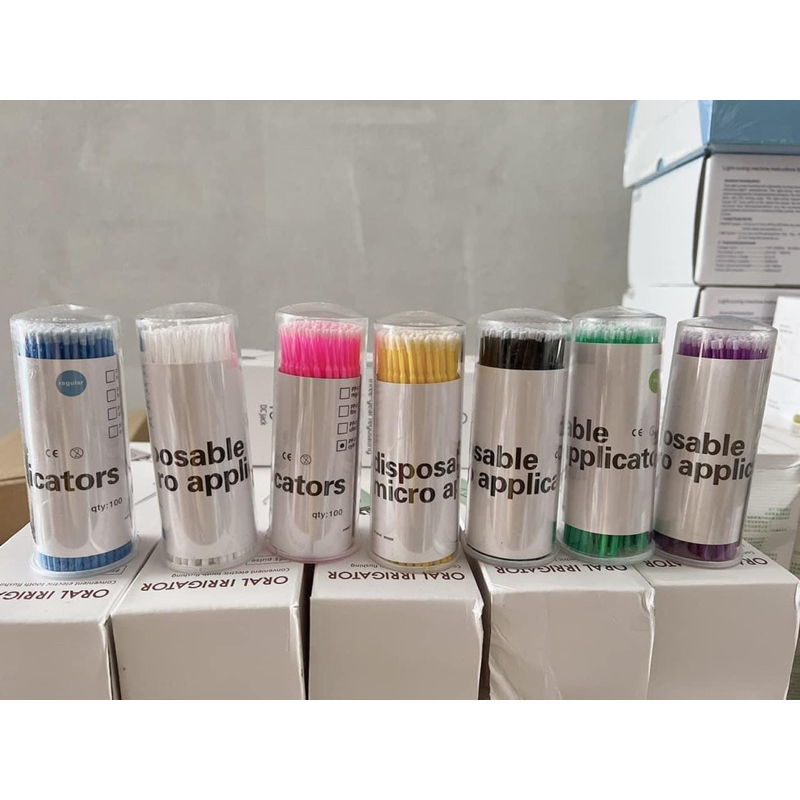hộp 100 cây tăm cọ bôi bon dành cho nha khoa