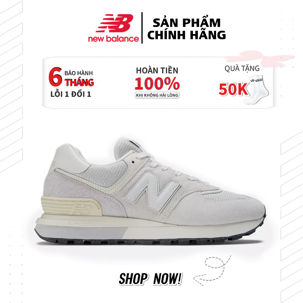 New balance 574 white giày chính hãng nam&nữ