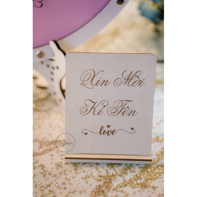 Combo tim ký tên , hộp đựng chip, bảng xin mời ký tên cho đám cưới