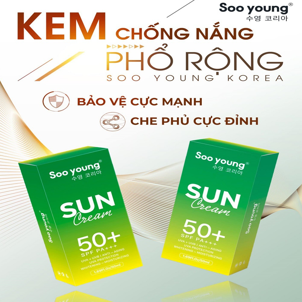 Kem Chống Nắng Soo Young mới 50ml tặng kèm rửa mặt lục tảo