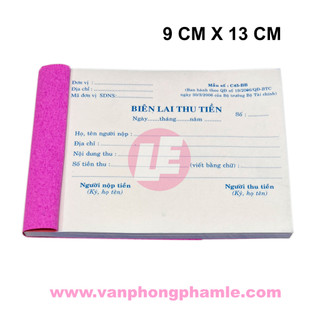 Biên lai thu tiền nhỏ 2 Liên 9 x 13 cm (Cuốn)