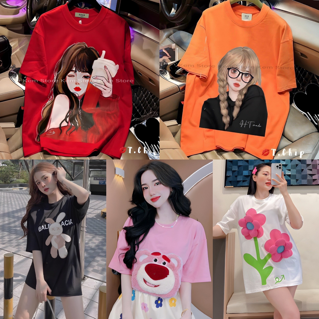 Áo phông nữ form rộng tay lỡ dáng dấu quần, chất vải cotton khô 3158 mềm mát