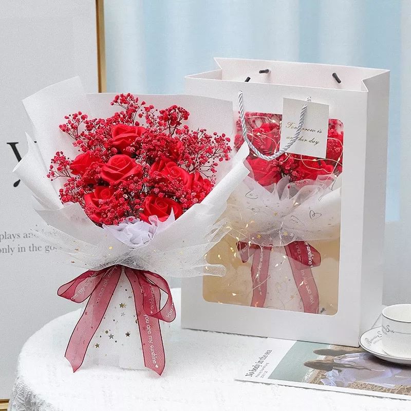 COMBO BÓ HOA BABI KHÔ MIX SÁP +ĐÈN+ HỘP THIỆP