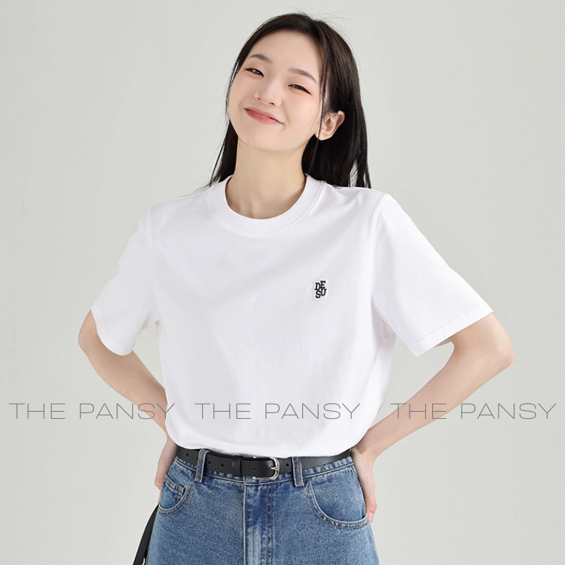 Áo phông ngắn tay basic DESSUU chữ thêu trước ngực