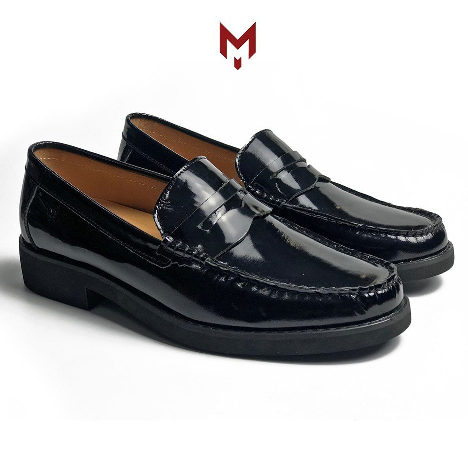 Giày tây lười nam Penny Loafer MAD 2.0 Đen Bóng da bò cao cấp chính hãng giá rẻ