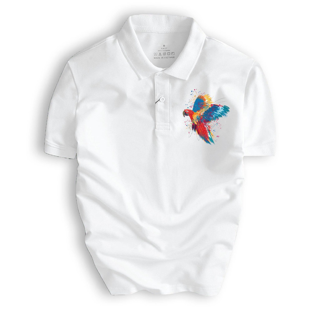 Áo Thun Polo Nam Cổ Bẻ Họa Tiết Chim Ngũ Sắc Cao Cấp Chuẩn Form