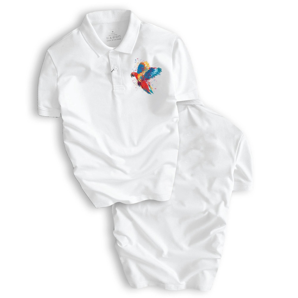 Áo Thun Polo Nam Cổ Bẻ Họa Tiết Chim Ngũ Sắc Cao Cấp Chuẩn Form