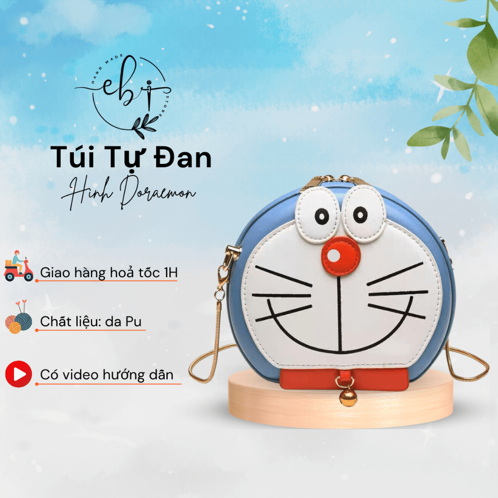 Nguyên Liệu DIY Làm Túi Handmade ❤️ Túi Đeo Chéo Hình Doraemon Dễ Thương Tặng Bạn Gái
