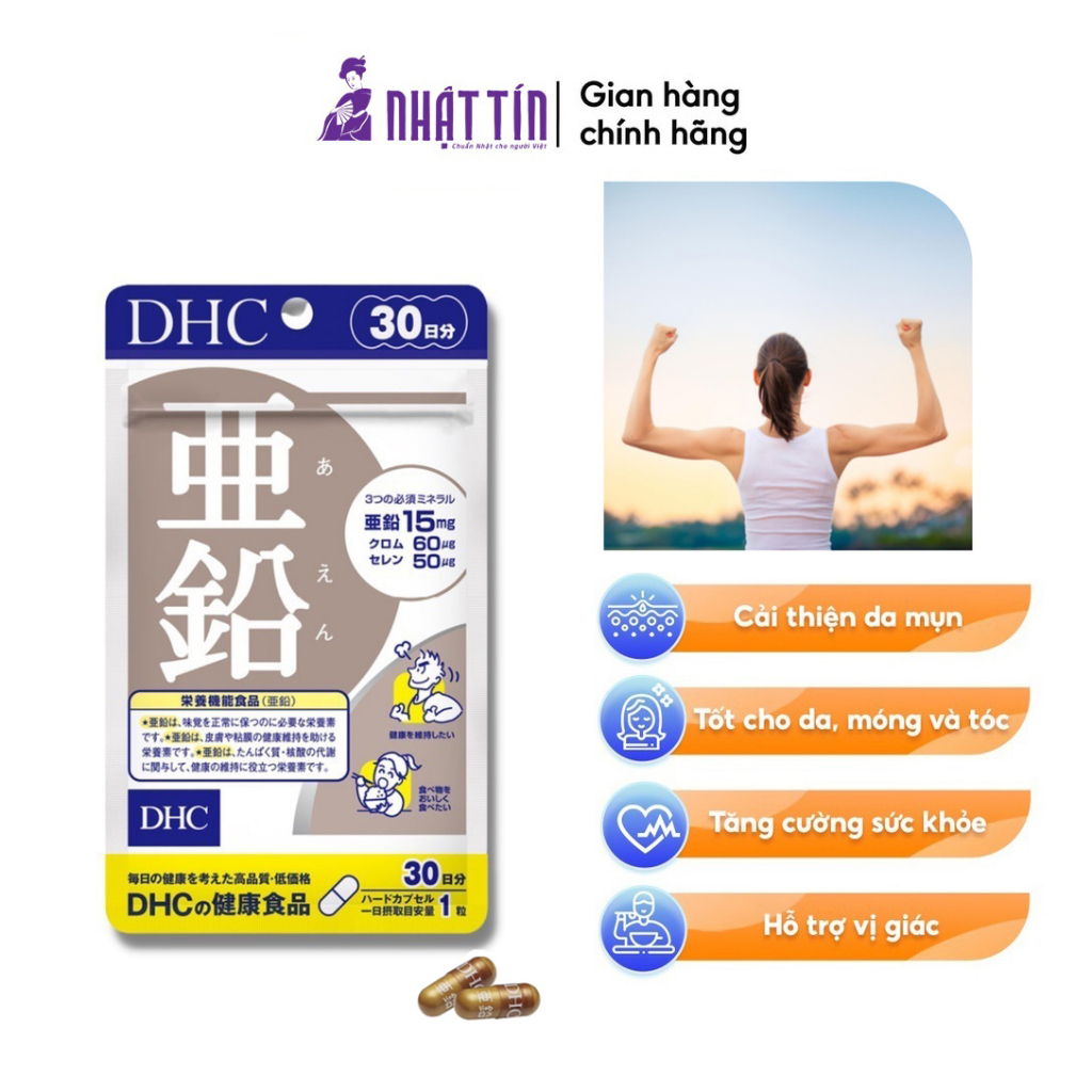 Viên Uống Bổ Sung Kẽm DHC Zinc Nhật Bản Hỗ Trợ Giảm Mụn Tăng Cường Đề Kháng (gói 30 ngày hoặc 60 ngày)
