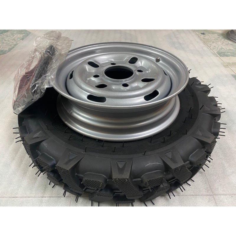 1 bánh xe máy cày 400-12 hàng tàu đẹp tim ốc lazang 8x11,5 bao gồm 1 lốp,1 săm,1 lazang.lốp 8pr