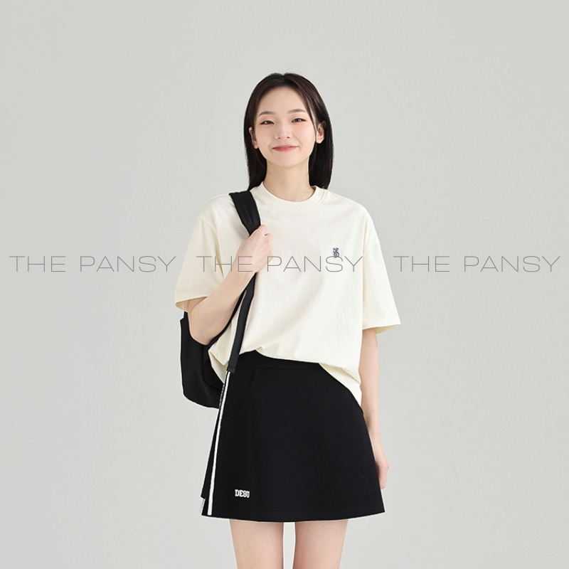Áo phông ngắn tay basic DESSUU chữ thêu trước ngực