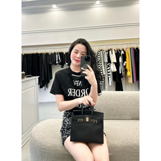 Set áo phông cổ tròn ngọc mix chân váy kim sa cao cấp, chất cotton khô QC, dây ngọc đính nổi sịn sò.BN12