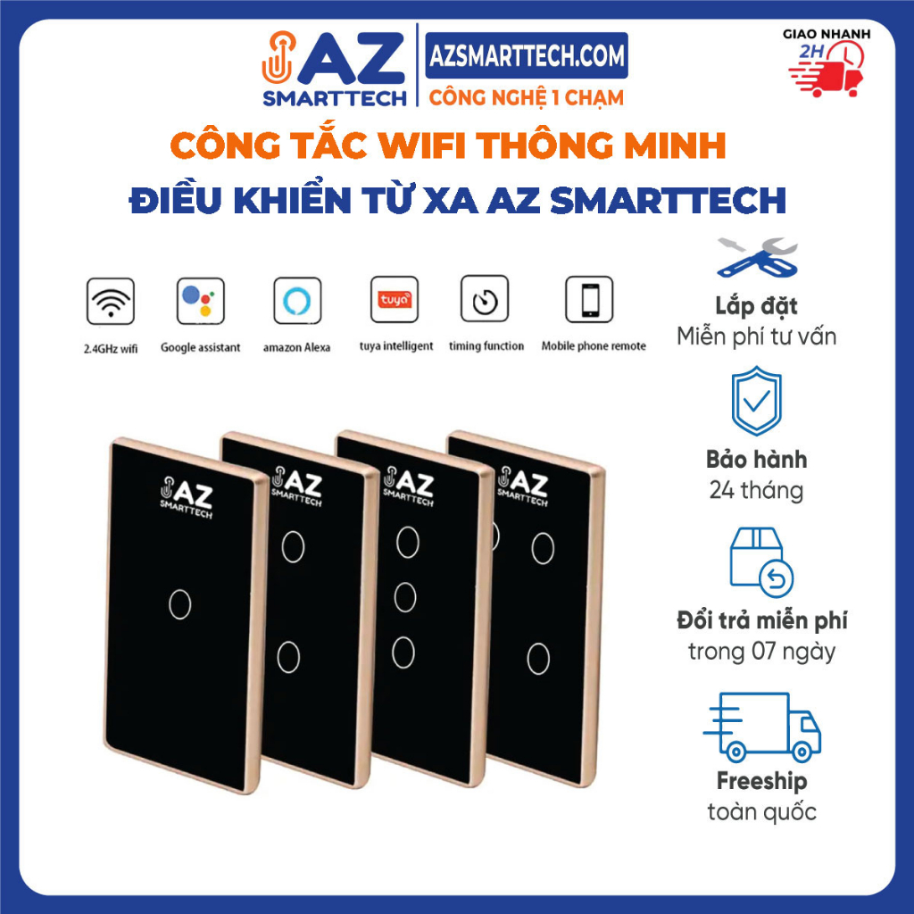Công tắc đèn wifi cảm ứng thông minh điều khiển từ xa bằng điện thoại chỉ với một thao tác, bảo hành 24 tháng