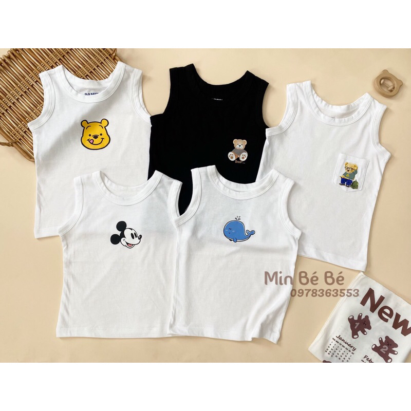 Áo sát nách cotton in hình dễ thương cho bé