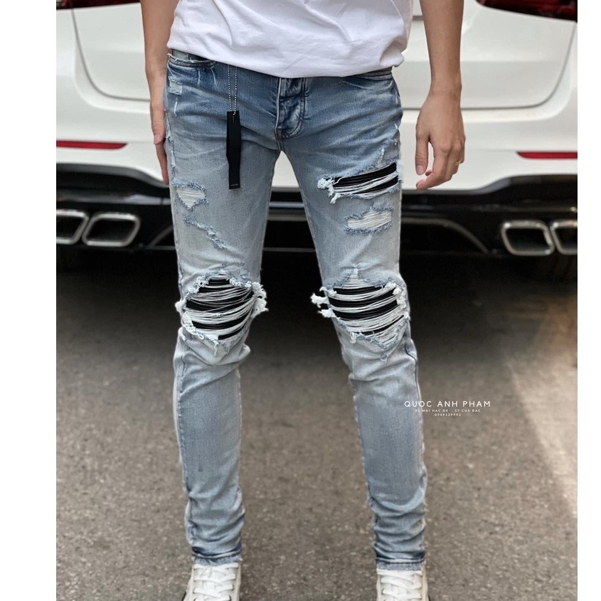 Quần Jean Nam DSQ Xanh Trơn,Quần Bò Nam DSQ2 Bản Xanh Sẫm Mài Bạc Phối Trend