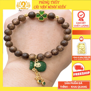 Vòng tay trầm hương mix cỏ 4 lá mix túi tiền