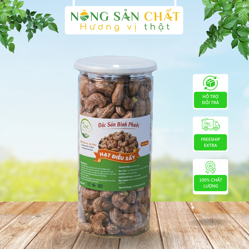 Hạt điều sấy nguyên vị không muối ( 500g ) - hạt điều nguyên vỏ lụa - LOẠI NGON thơm ngọt béo giòn từ NÔNG SẢN CHẤT