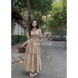 Váy maxi DO cổ đức kèm belt (sale)