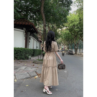 Váy maxi DO cổ đức kèm belt (sale)